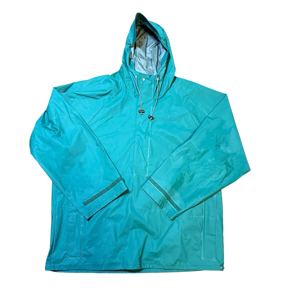 LL Bean Maine Guide Rain Jacket Mens XL Teal Green Vintage Anorak Hooded Vented